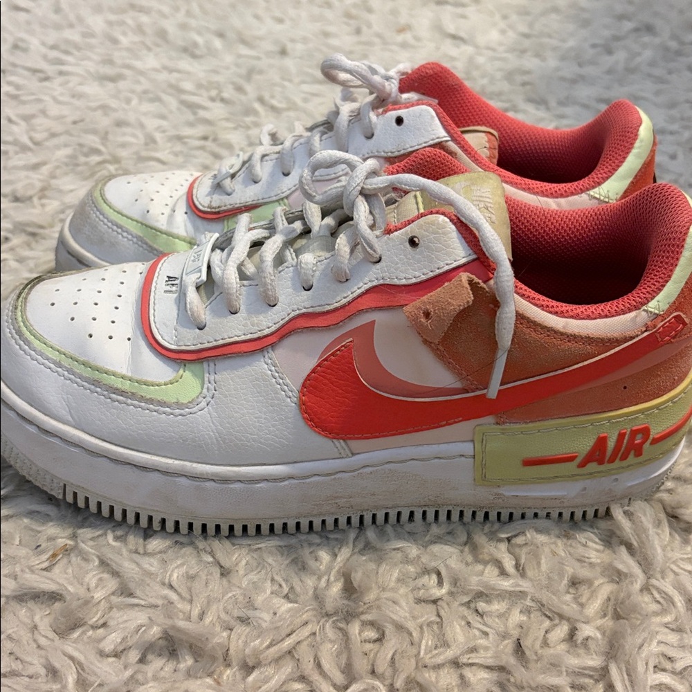 Nike Air White and Coral Sneakers